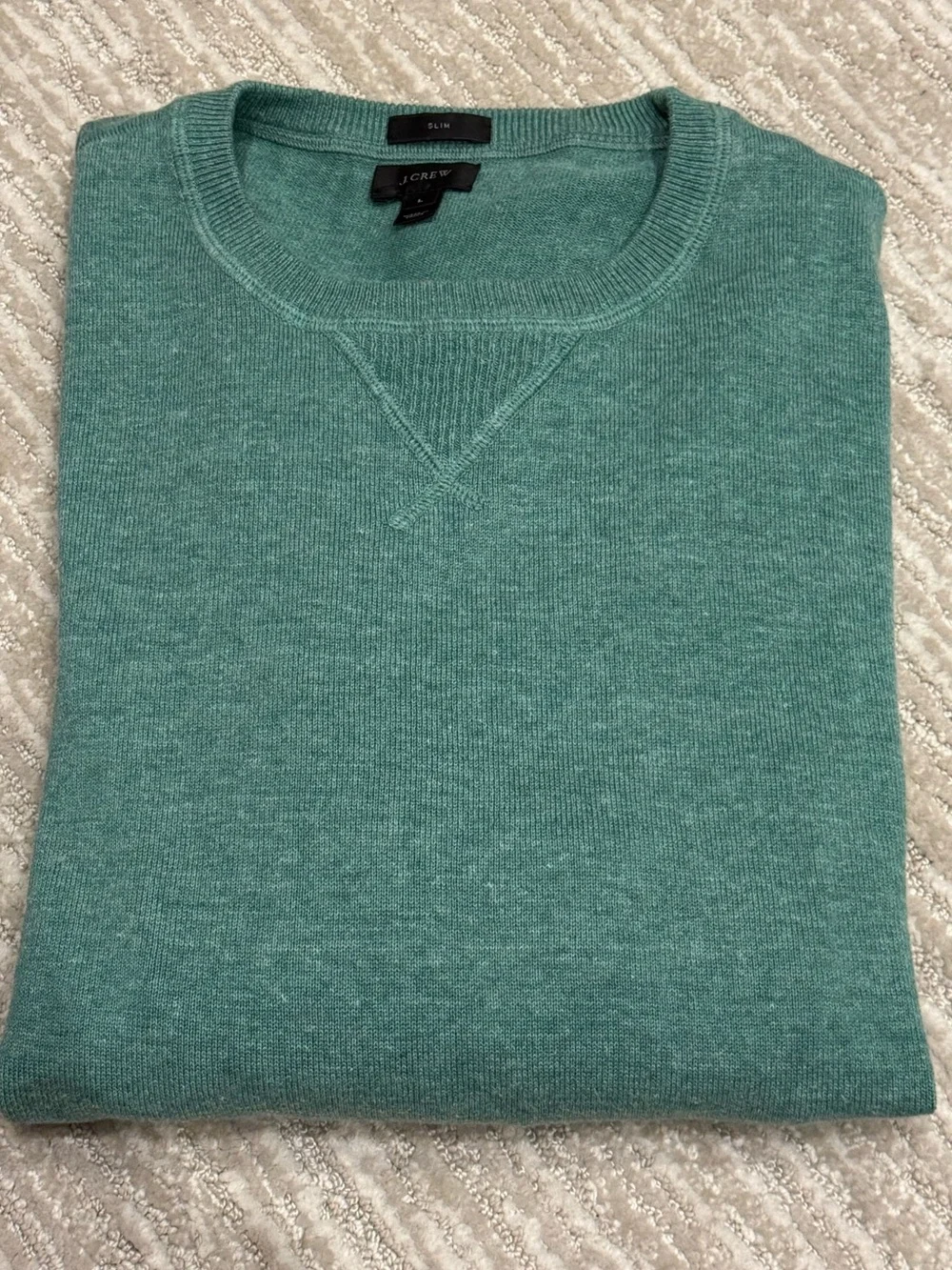 J.Crew Men's Green Heathered Crewneck Sweater Slim Fit Large